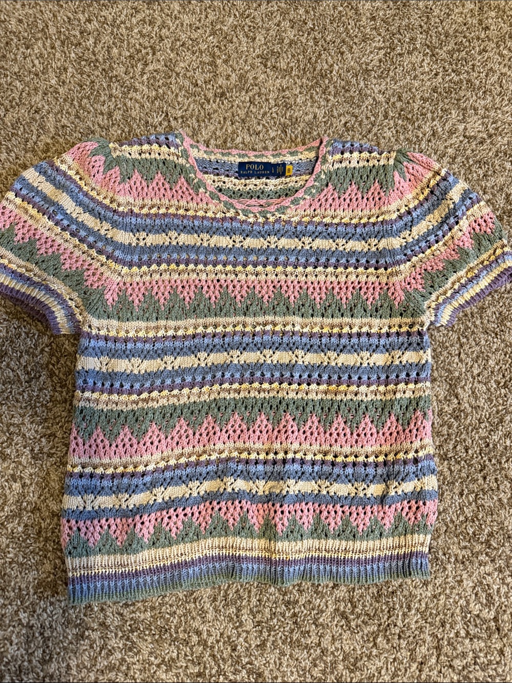 Polo by Ralph Lauren Pastel Openwork Crewneck Sweater